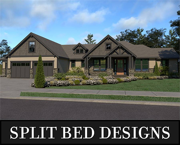 This Midsize Split-Bedroom Craftsman Ranch Includes a Den, Formal Dining, and Outdoor Living