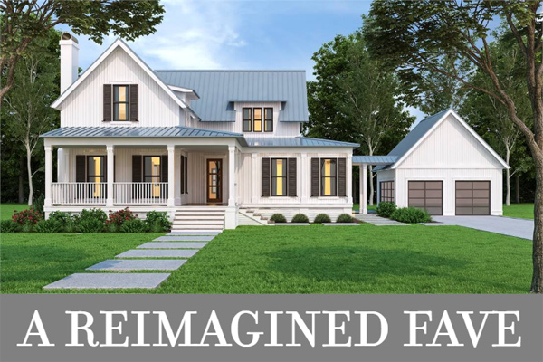 A Midsize Two-Story Farmhouse with Split Bedrooms and a Totally Open Floor Plan