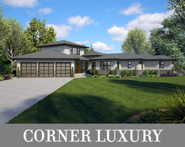 A Sprawling Luxury Contemporary Home with Three Suites That's Perfect for a Corner Lot