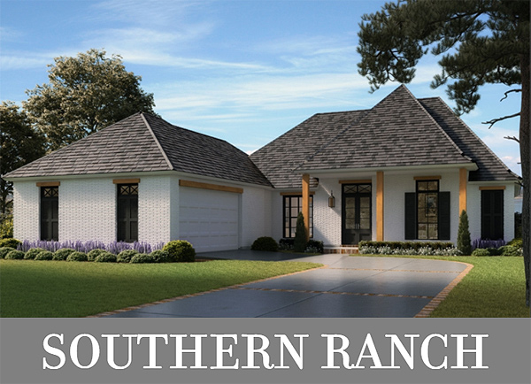A Southern Design with a Unique Ranch Layout and a Front Side-Entry Garage