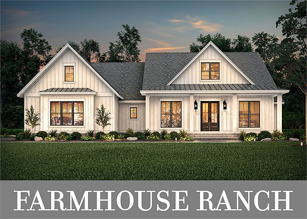 A One-Story Farmhouse with 2,188 Square Feet and Three Split Bedrooms