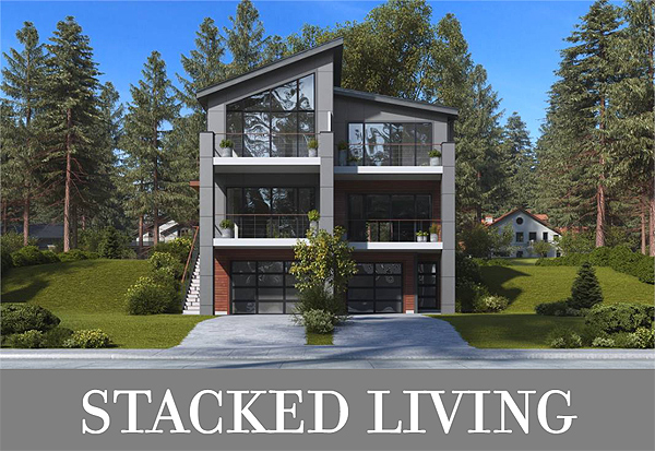 A Contemporary Duplex with a Drive-Under Garage, 2 Decks, and 3 Vaulted Bedrooms per Unit
