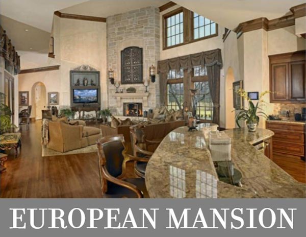 A 10,838-Square-Foot European Design with a Castle-Like Exterior and Formal and Informal Living