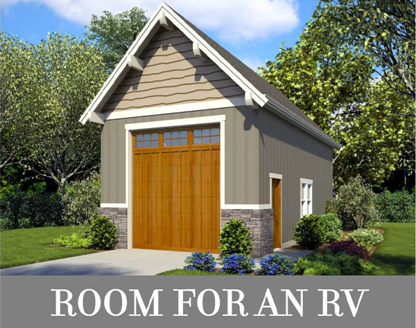 An RV Garage with Simple Craftsman Style