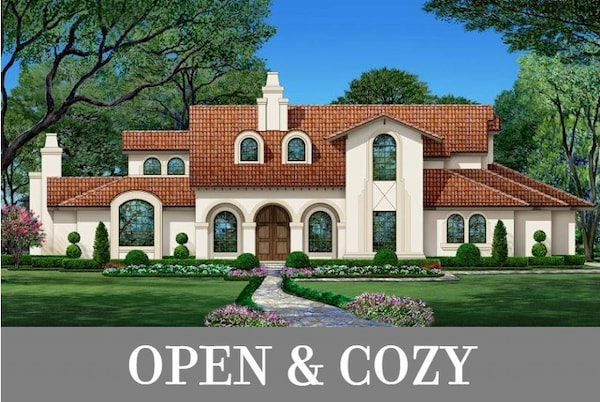 A Two-Story Spanish-Style Home with a Unique Layout Featuring a Large Central Family Space
