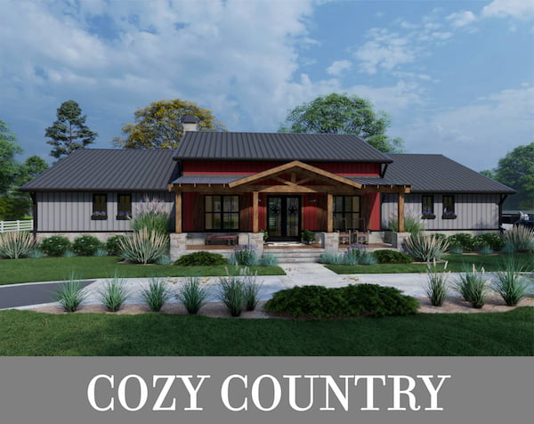 A Steel-Framed Midsize Ranch with 3 Bedrooms, a Study, a Country Kitchen, and Great Outdoor Living