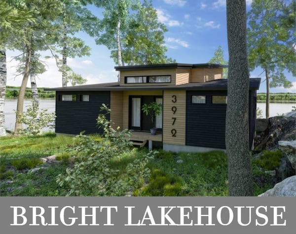 A Two-Bedroom Lakehouse with Tons of Windows in Back and a 46' by 32' Footprint