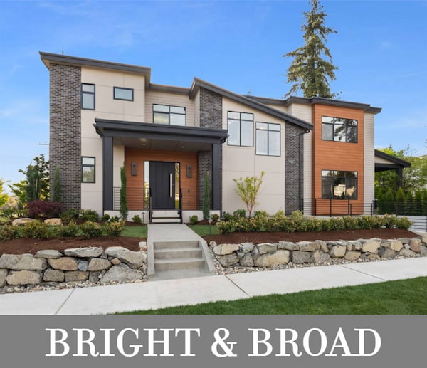 A Luxury Modern Home for a Wide Shallow Lot with a Front-Entry Drive-Under Garage on One Side