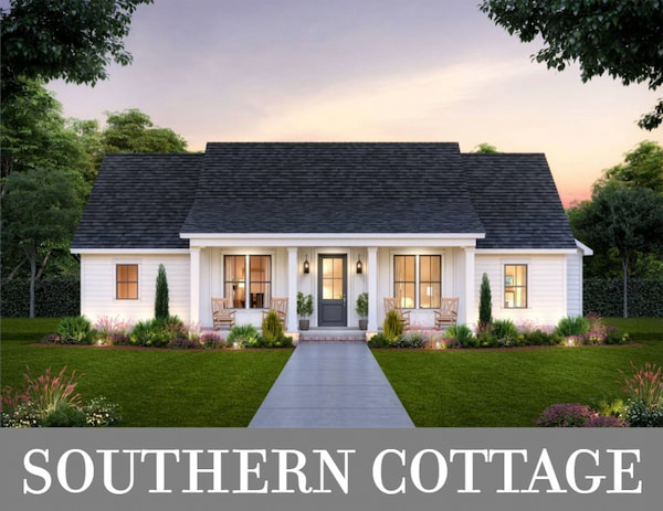 A Small Southern Cottage-Style Country Home with Three Bedrooms on One Story