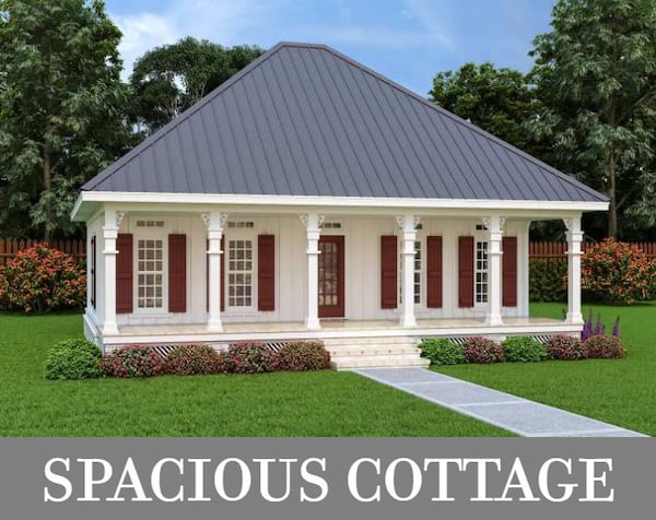 A Southern Cottage with All Main Spaces on One Floor, Volume Ceilings, and Attic Storage