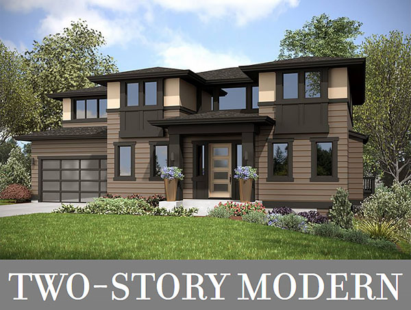 A Modern Two-Story Home with Open Living and a Den on the First Floor and Three Bedrooms Upstairs