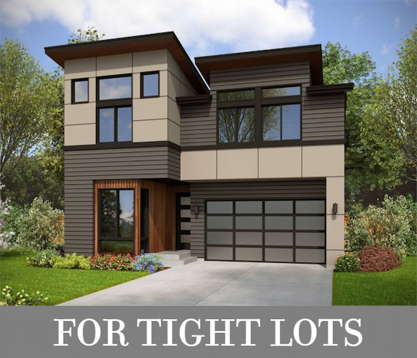 A 34'-Wide Modern Home with Open Living and a Den on the Main Level and Four Bedrooms Upstairs