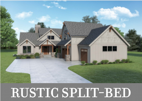 A Rustic Craftsman with a Front Side-Entry Garage, Main-Level Master, and Three Bedrooms Upstairs