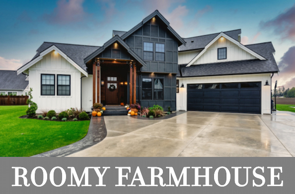 A Spacious Modern Farmhouse with Vaulted Indoor and Outdoor Living with Large Windows In-Between