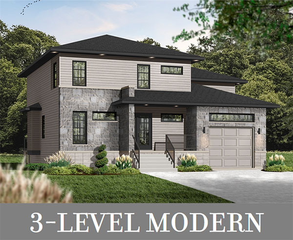 A Modern Design with Living on the First Floor, 3 Bedrooms Upstairs, and More Living on the Landing