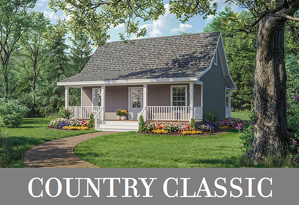A Two-Bedroom Country Cottage with a Full-Width Front Porch and a Back Screened Porch