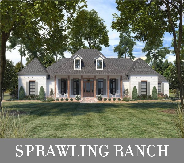 A Southern Ranch with Four Split Bedrooms and an Outdoor Kitchen