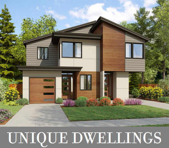 A Two-Story Contemporary Duplex with Unique 3-Bedroom Units of Different Sizes
