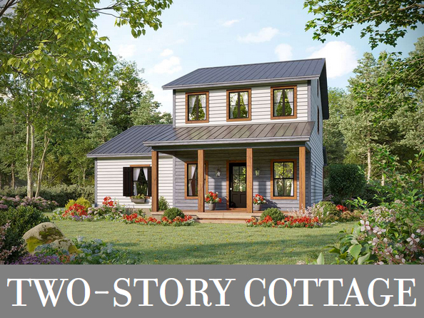 A Small Two-Story Cottage with a Main-Level Suite, an Eat-in Kitchen, and a Simple Colonial Look