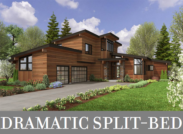 A Luxury Contemporary Home with 5 Bedrooms, an Office, and a Side-Entry Garage in Front