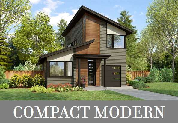 A Small, Two-Story Modern Home with 4 Split Bedrooms, a Galley Kitchen, and a 1-Car Garage
