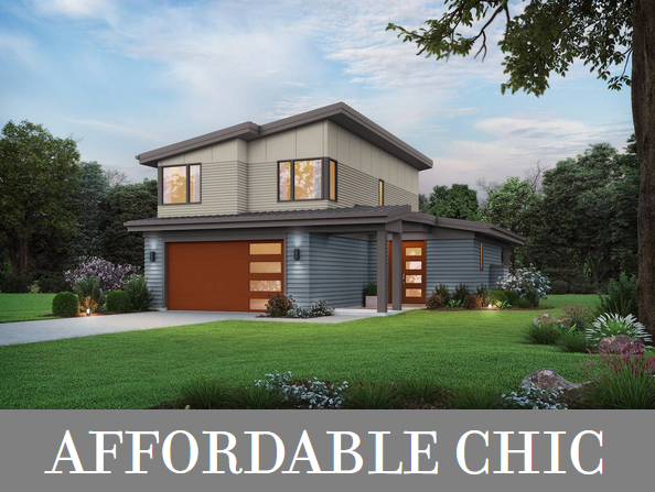 A Small Two-Story Contemporary Home with a Front Garage, Open Living, and 3 Bedrooms