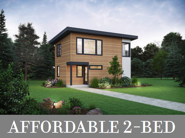 A Two-Story Rectangular Plan with 921 Square Feet Including Open Living and 2 Bedrooms