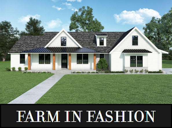 A Farmhouse Ranch with 3 or 4 Split Bedrooms, Open Living, and a Formal Dining Area