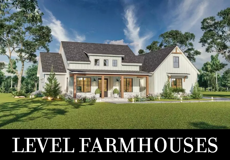 A Midsize One-Story Farmhouse with Three Split Bedroom Suites and Formal Dining