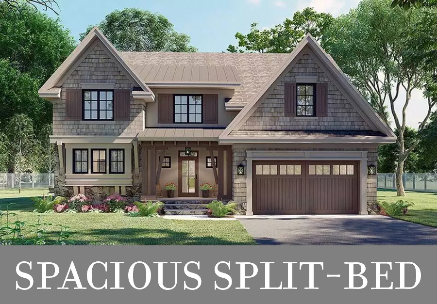 A Two-Story Rustic Design with a Main-Level Master Suite and Two Bedrooms Upstairs