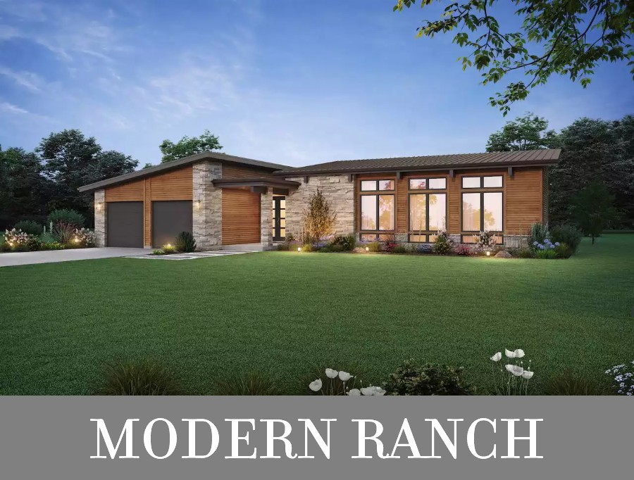 A Modern Ranch with Wide-Open Living Space and Three Bedrooms off the Back Hallway