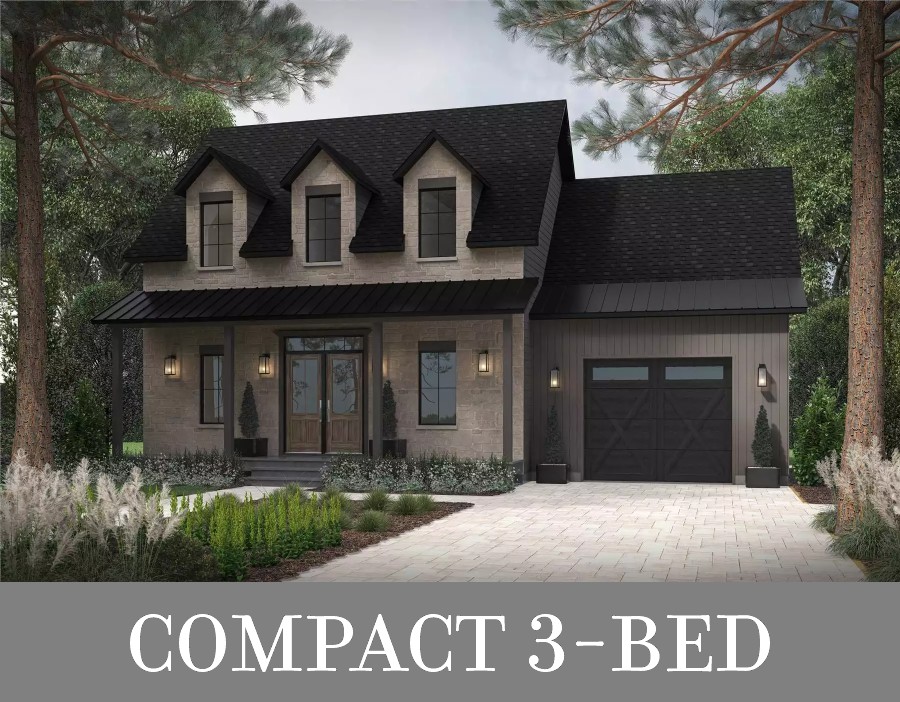 A Small Two-Story Cottage with Gabled Dormers, Vaulted Living, and Grouped Bedrooms Upstairs