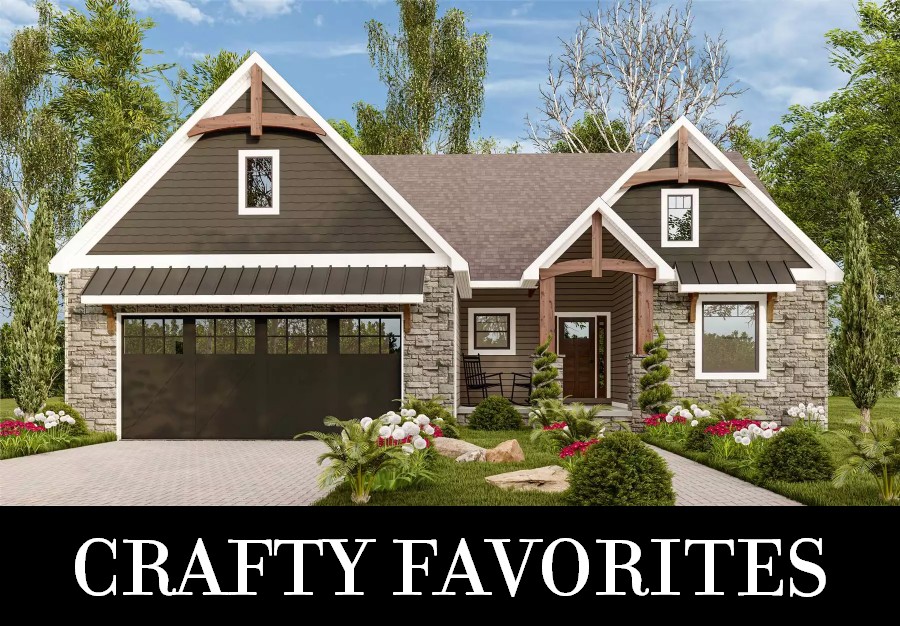 A Midsize Craftsman Home with Vaulted Living and Bedrooms Split on Two Stories