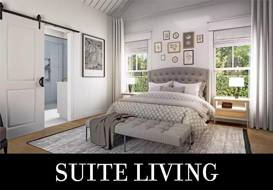 The Vaulted Primary Bedroom with a Luxe Private Bath in a Modest Country Ranch Plan