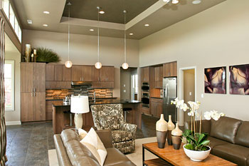 Great room shown in earth tones