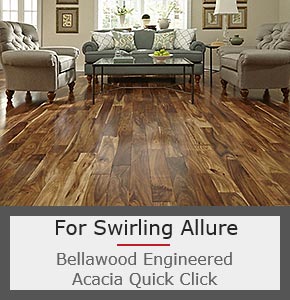 Beautiful Acacia Flooring with Swirling Chocolatey Tones and Quick Installation