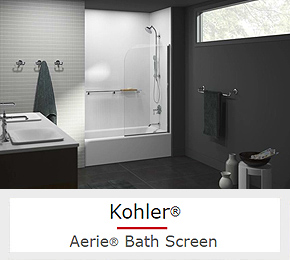 A Sleek Bath Screen to Catch Shower Spray in a Bath/Shower Combo and Keep the Room Open