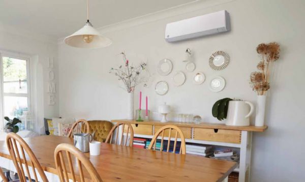 A Dining Area with a Wall-Mounted Mini-Split Heat Pump