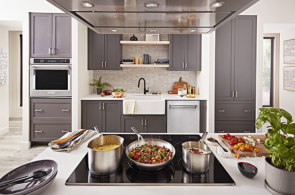 A Sleek Induction Cooktop on a Busy Kitchen Island