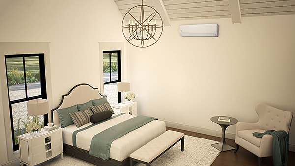 A Wall-Mounted Mini-Split Unit in a Master Bedroom