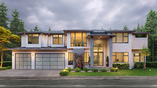 A Luxury Contemporary Design with Open Living, Five Bedrooms, an Office, a Gym, and Family Room