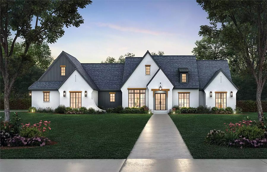 A New Euro-Inspired Transitional Ranch with Four Split Bedrooms and a Luxurious Private Master Suite