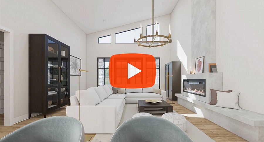 The Vaulted Great Room of a Modern Ranch with 2,047 Square Feet, 4 Bedrooms, and 3 Baths