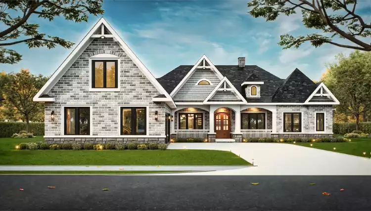 image of single story ranch house plan 2240