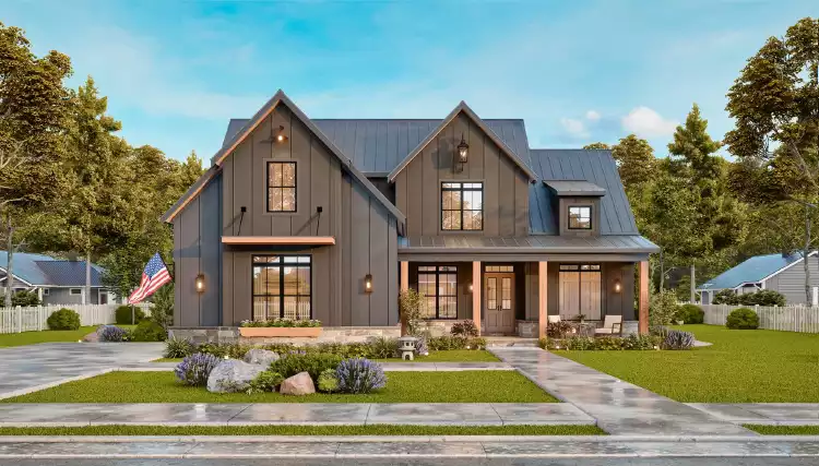 image of small modern farmhouse plan 11763