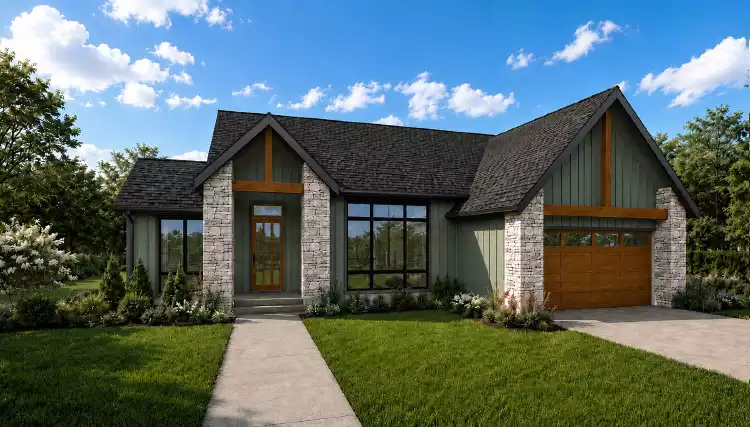 image of small mid century modern house plan 12810