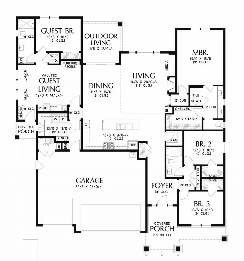 Multi-Generational Craftsman Style Ranch House Plan 6587 - 6587, image size:1000x1067