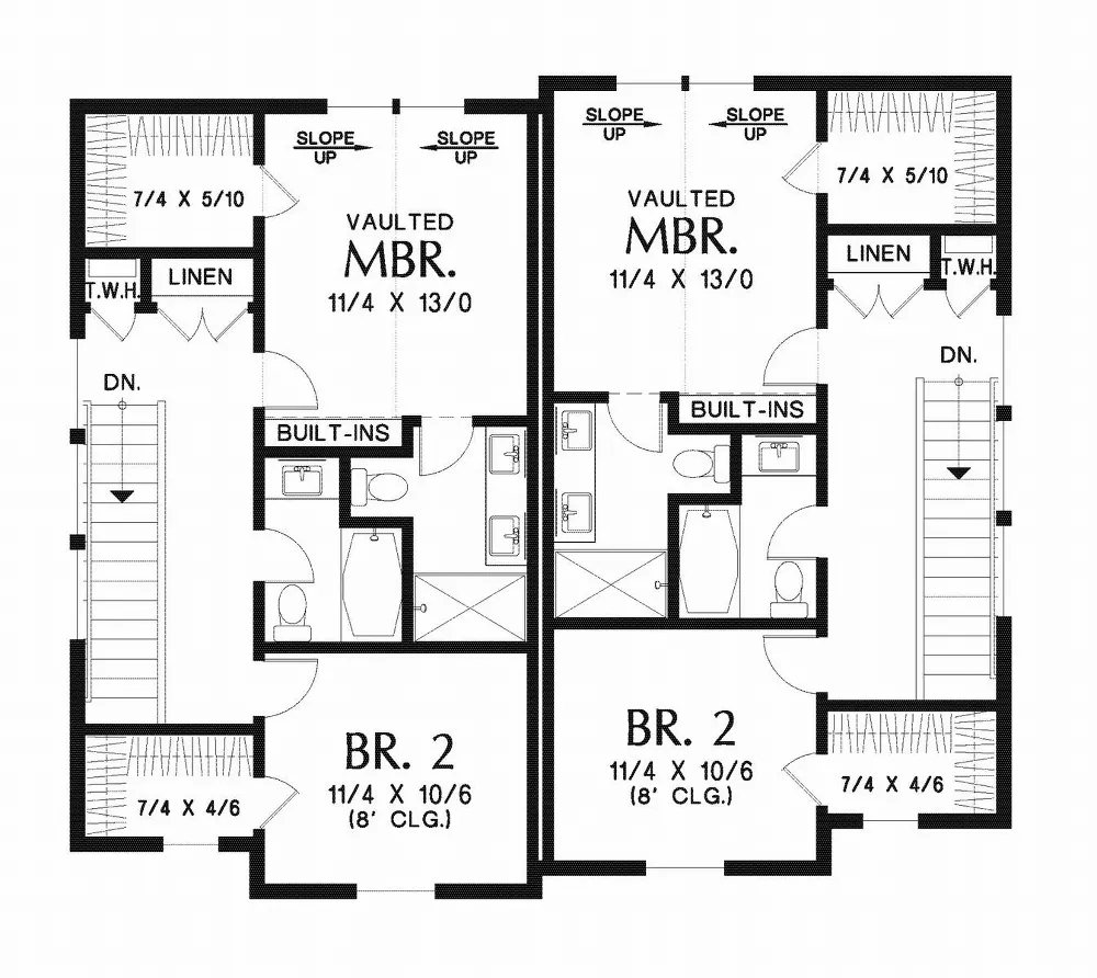 Builder Preferred Duplex Farmhouse Style House Plan 6656: The Calico - 6656, image size:1000x892