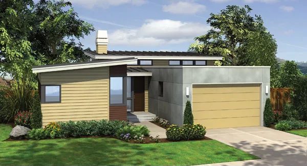 image of small mid century modern house plan 8298