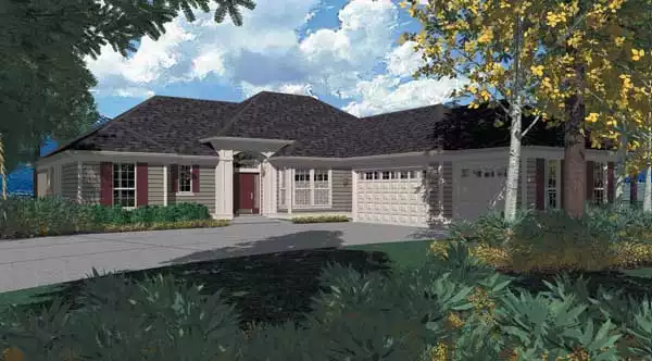 image of single story farmhouse plan 2448